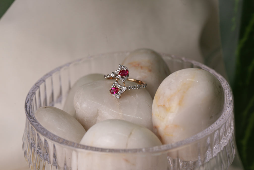 Ruby Diamond Open Style Band Ring