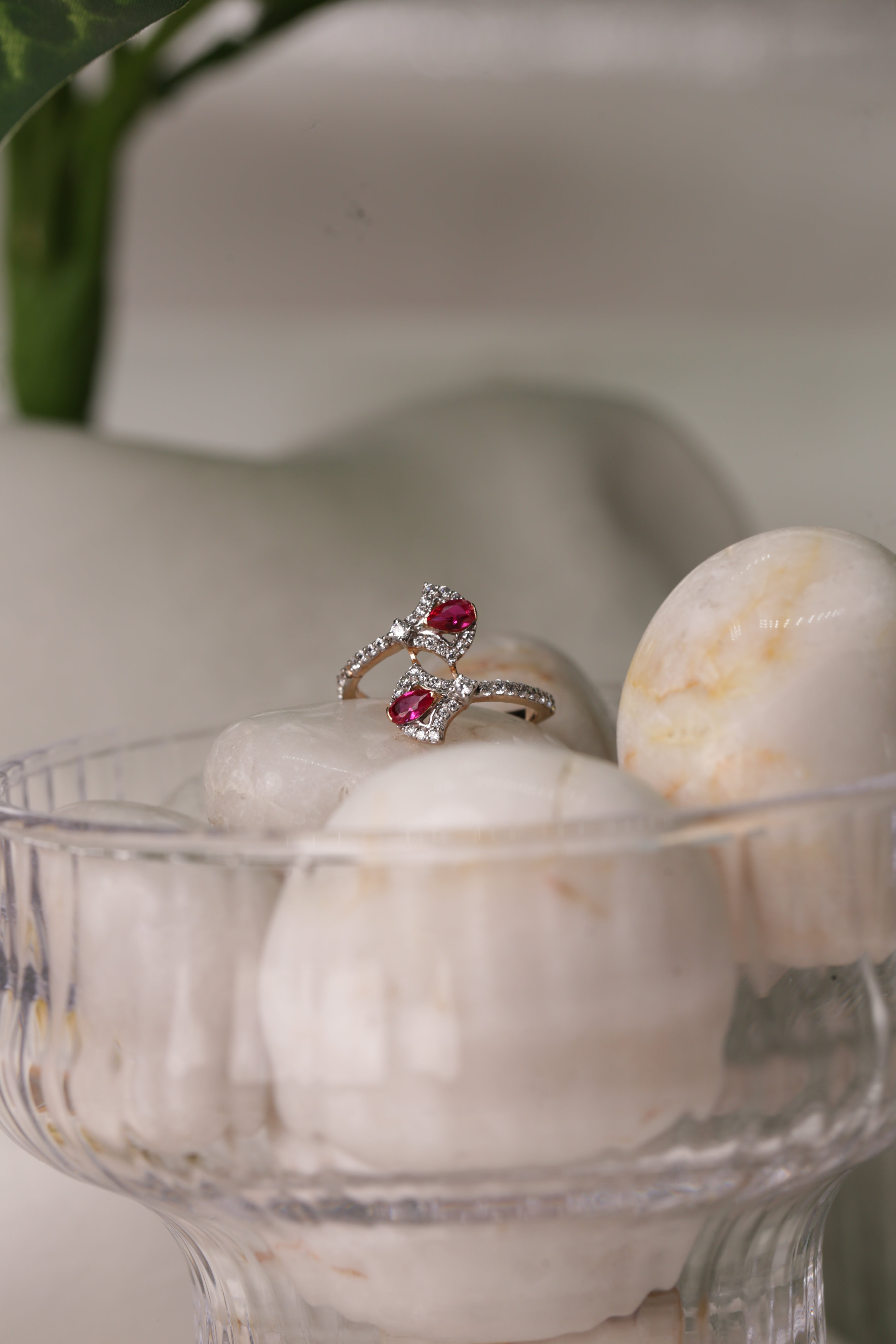 Ruby Diamond Open Style Band Ring