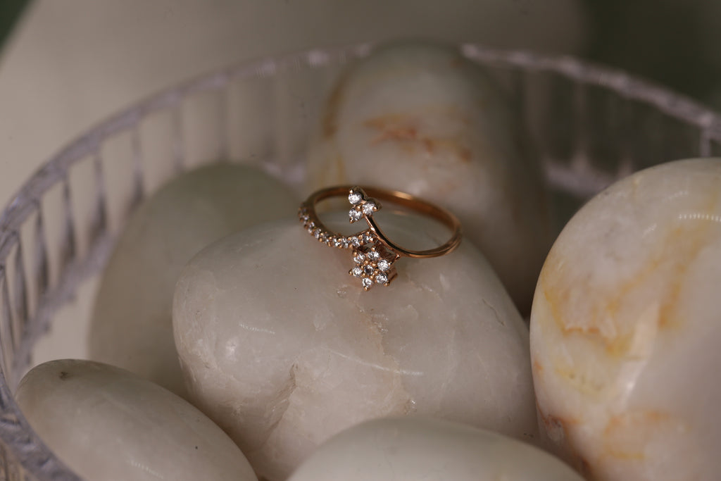 Diamond Star Curve Open Band Ring