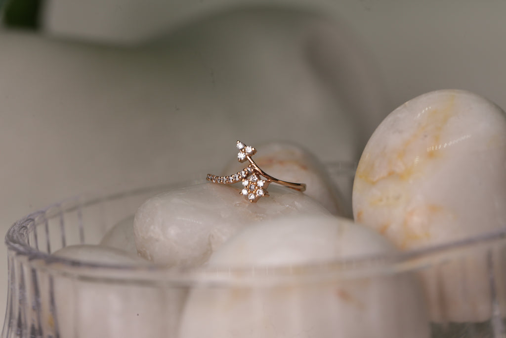 Diamond Star Curve Open Band Ring