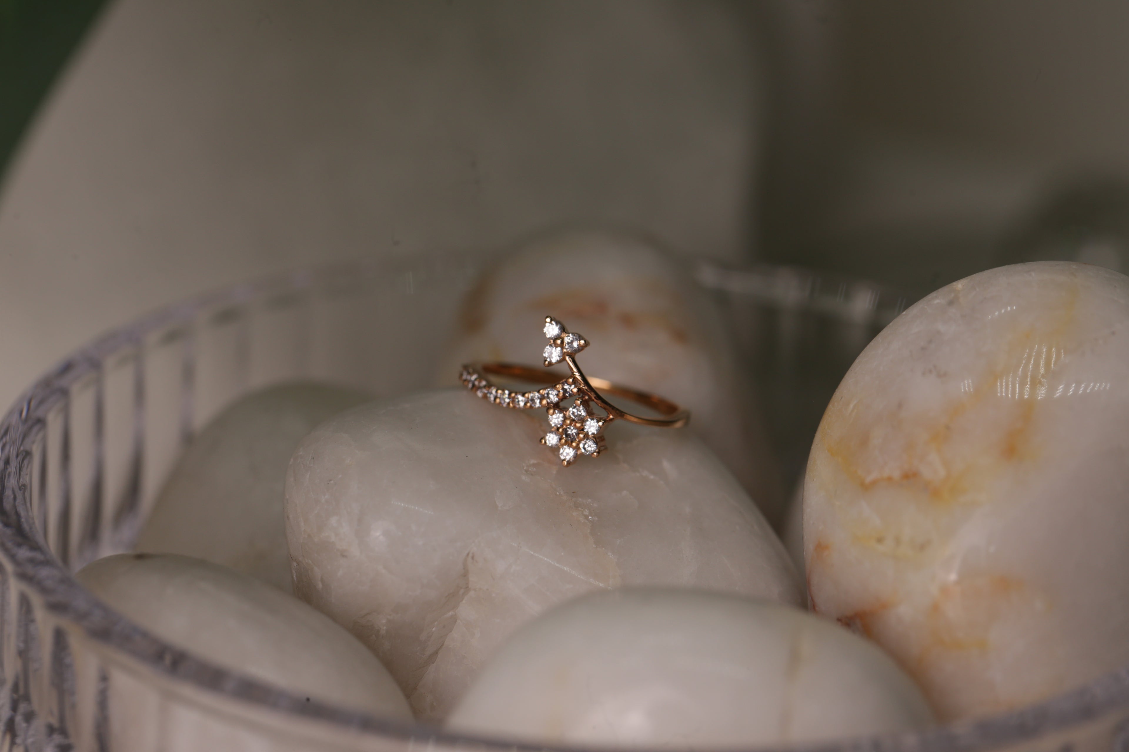 Diamond Star Curve Open Band Ring