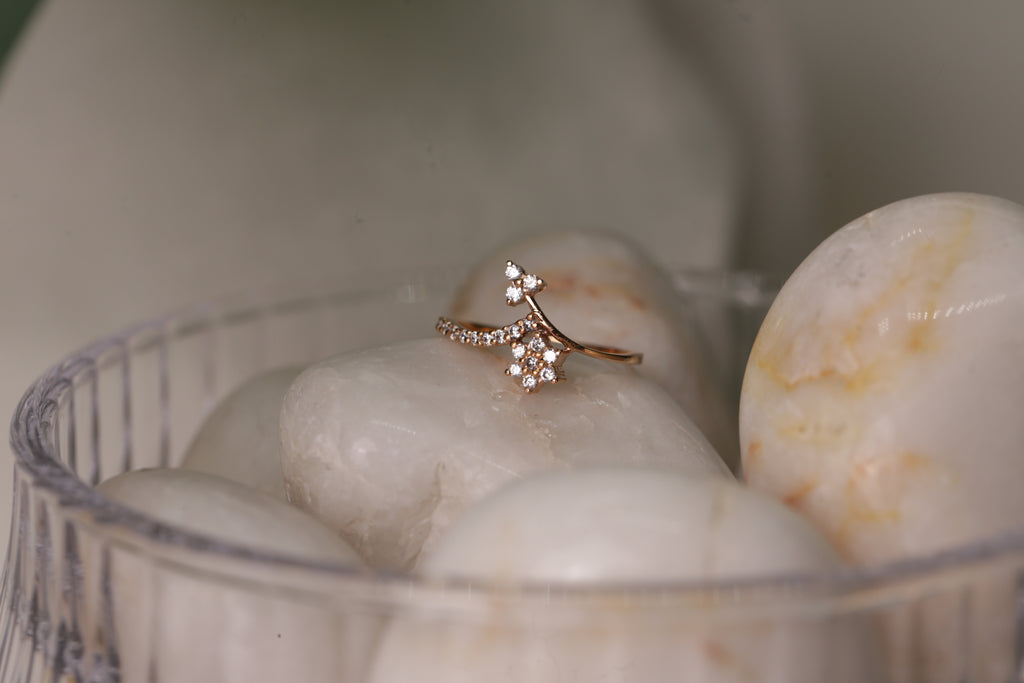 Diamond Star Curve Open Band Ring