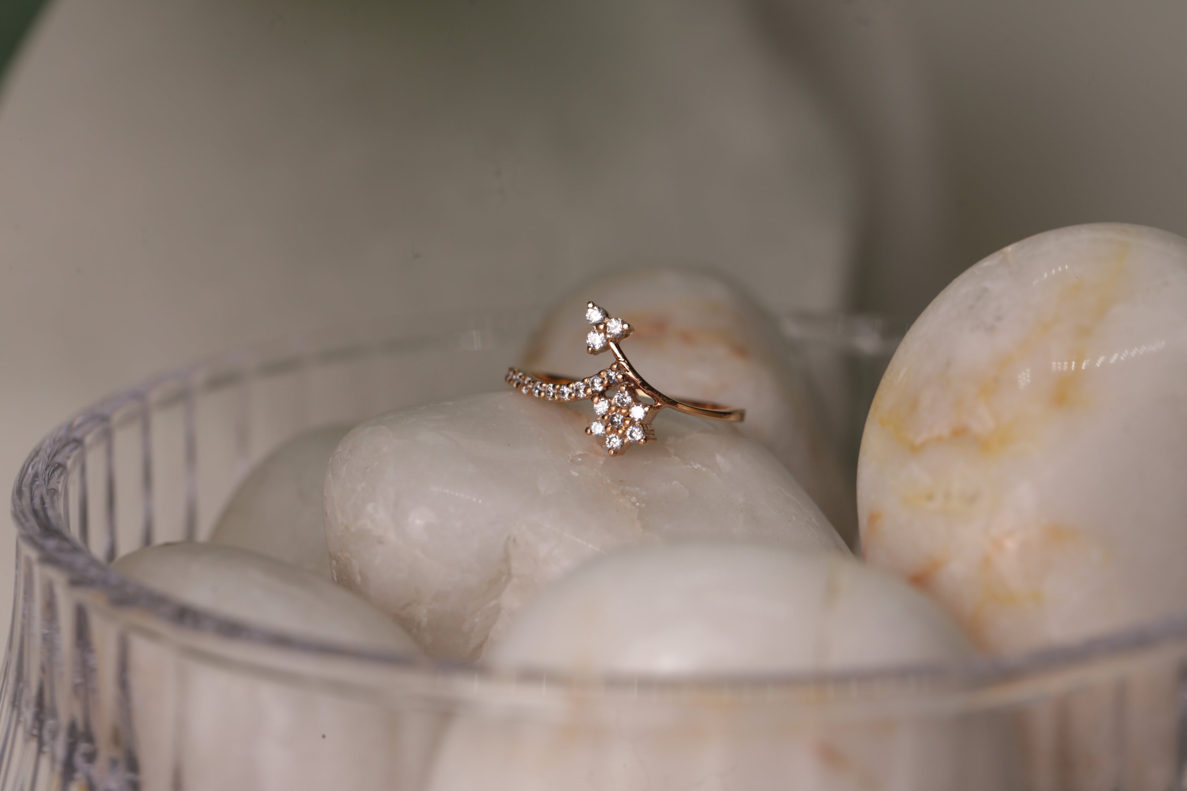 Diamond Star Curve Open Band Ring