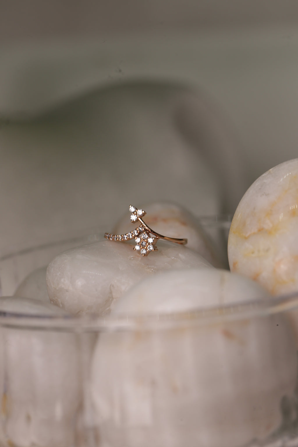 Diamond Star Curve Open Band Ring