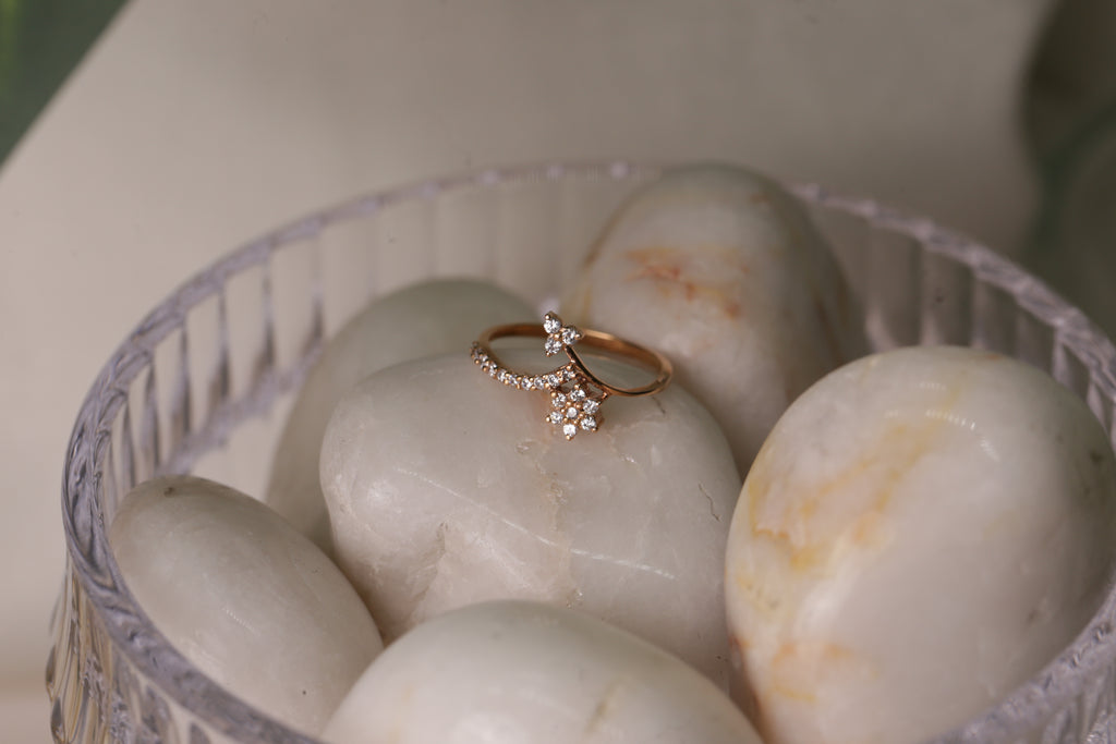 Diamond Star Curve Open Band Ring