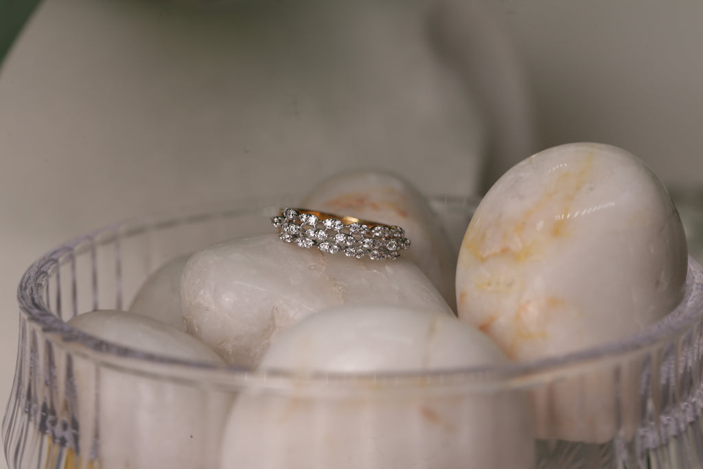 Diamond Lattice Multi Row Band Ring