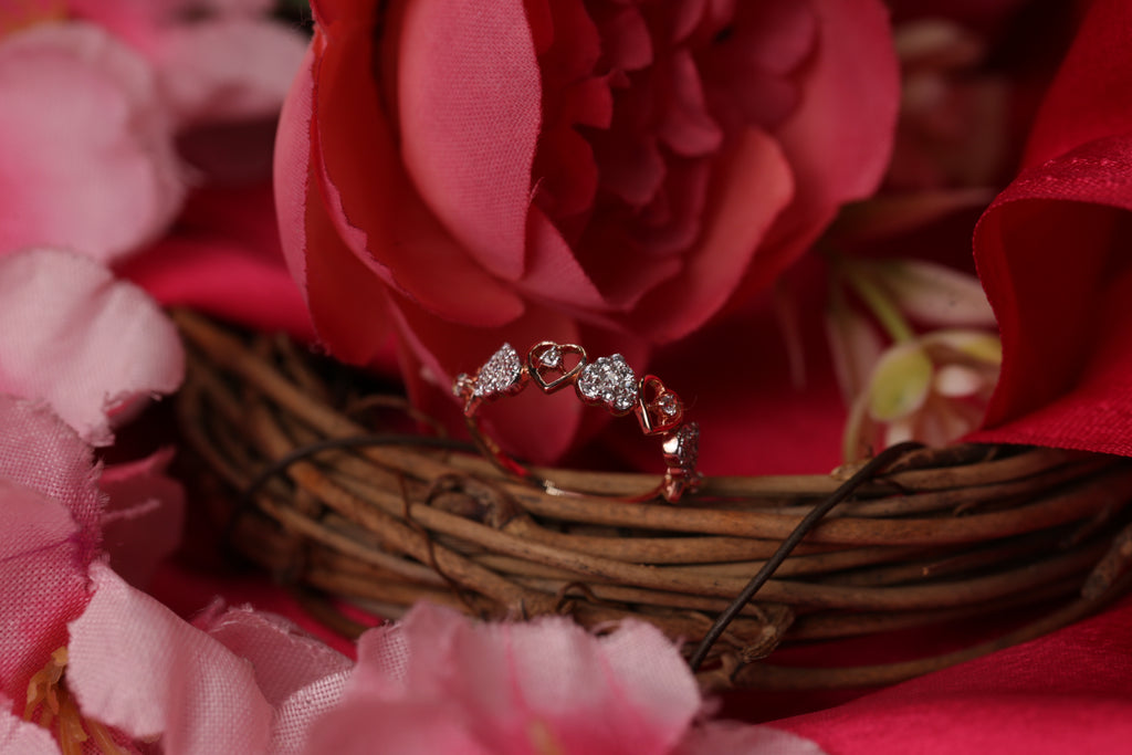 Diamond Heart Motif Open Band Ring