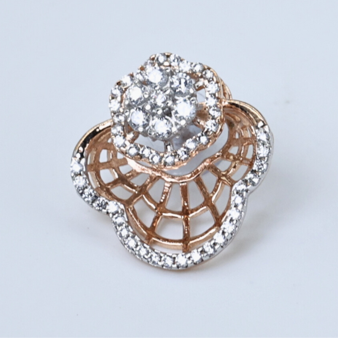 Lattice Bloom Diamond Stud Earrings