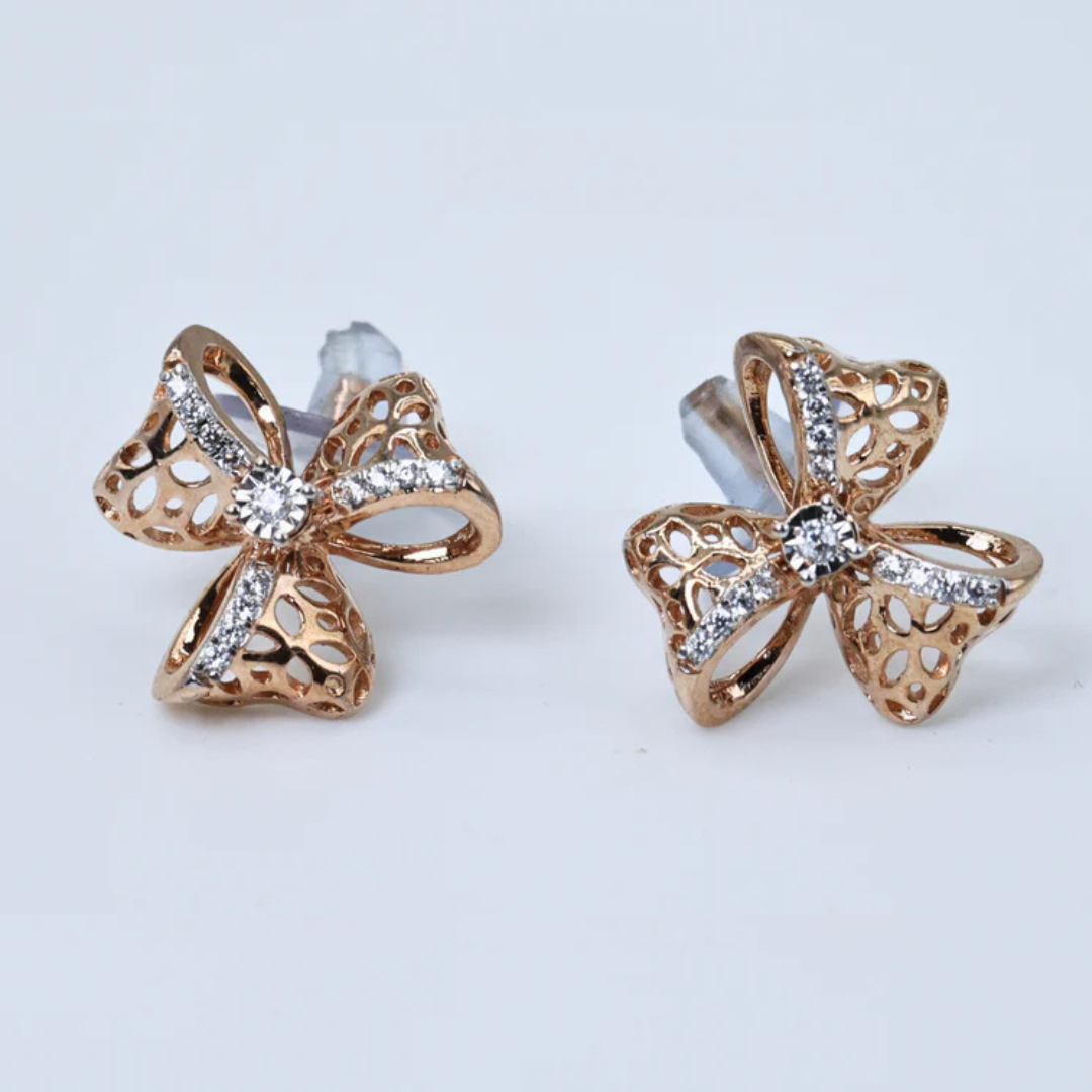 Petal Bloom Diamond Stud Earrings