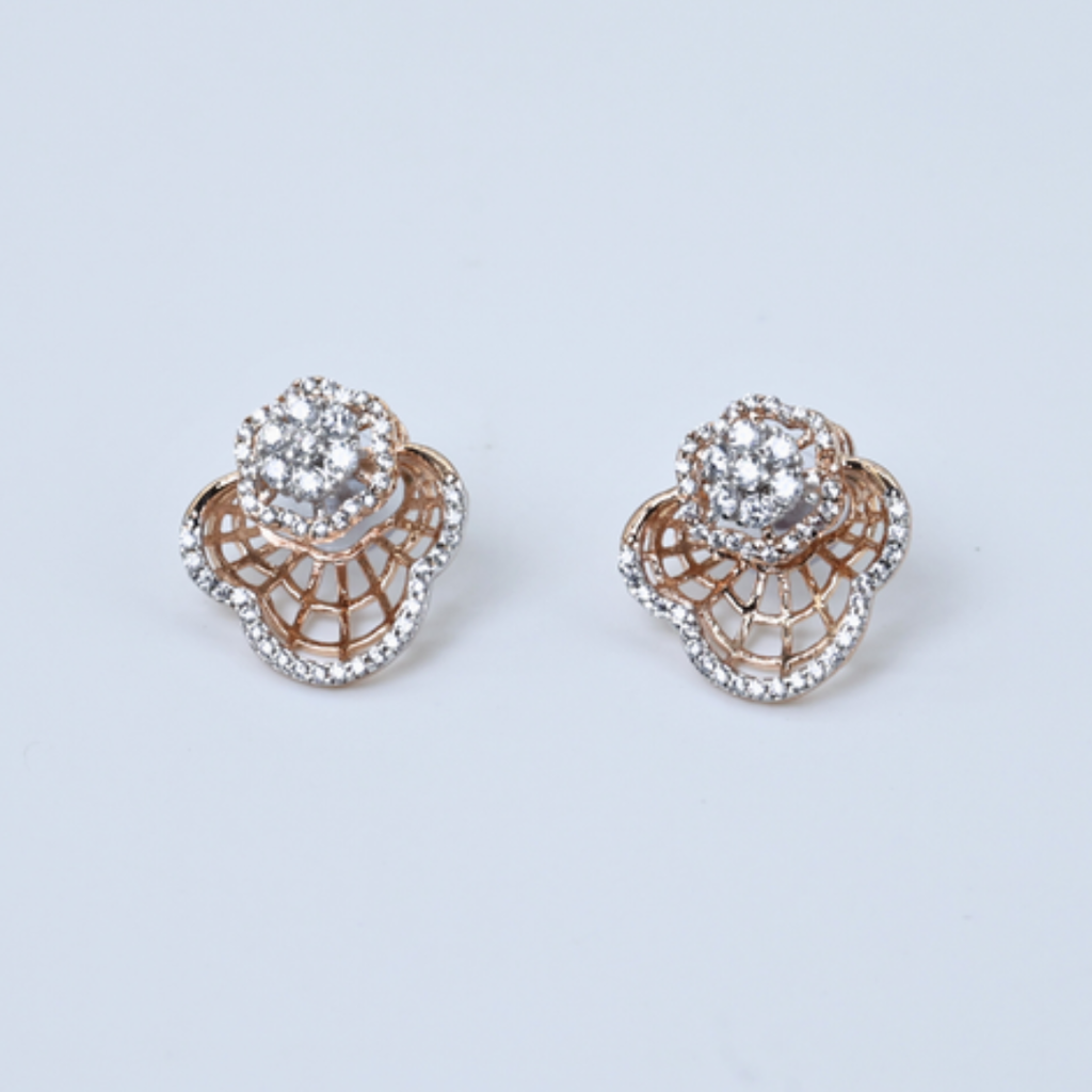 Lattice Bloom Diamond Stud Earrings