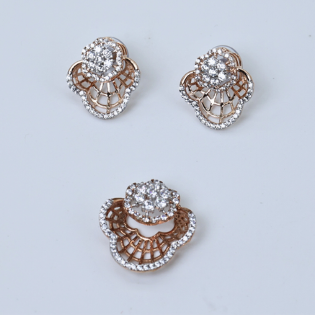 Lattice Bloom Diamond Stud Earrings